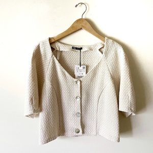 **NWT** Zara Cream Ecru Cable Knit Sweater Size L